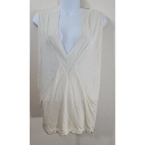 Banana Republic Heritage Cream Kangaroo Pouch Shirt XS Petite Drawstring Waist